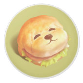 Schattig hondengezichtsbranderpatroon keramische knop (Voorkant)