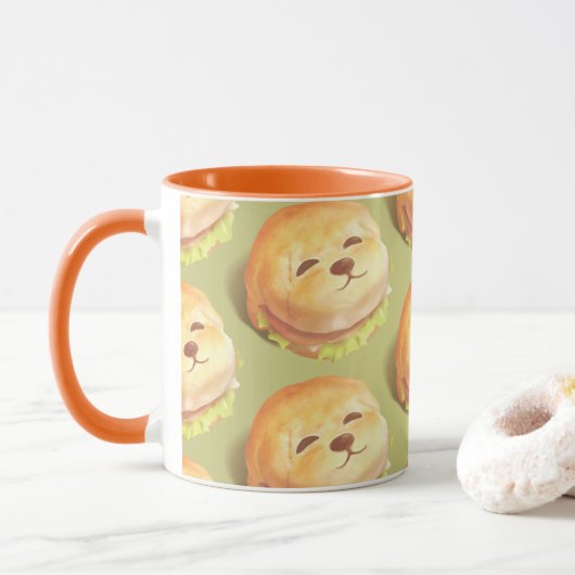 Schattig hondengezichtsbranderpatroon mok (Met donut)