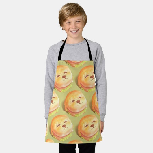 Schattig hondengezichtsbranderpatroon schort (Gedragen)