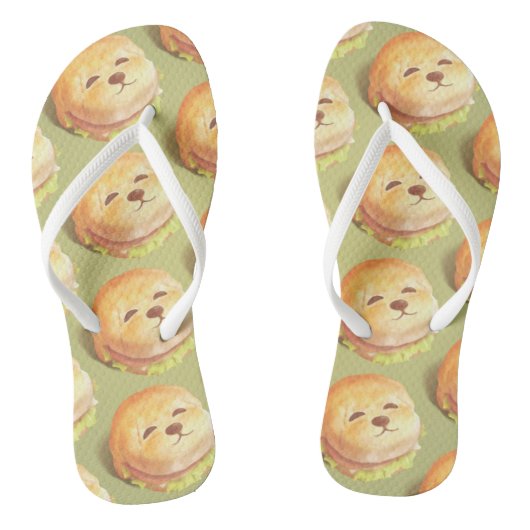 Schattig hondengezichtsbranderpatroon teenslippers (Voetbed)
