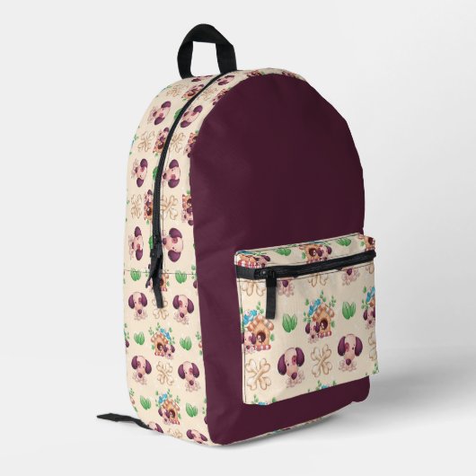 Schattig hondenpatroon bedrukte rugzak (Achterkant Hoek Links)