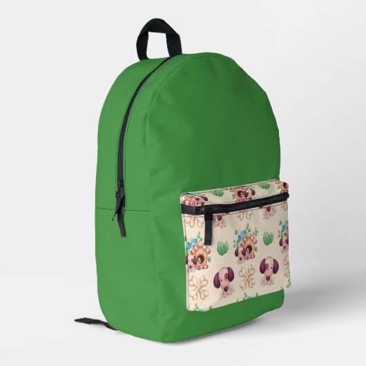 Schattig hondenpatroon bedrukte rugzak (Achterkant Hoek Links)