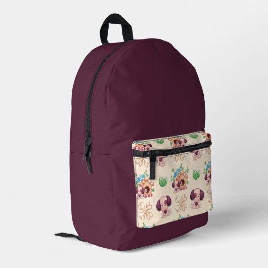 Schattig hondenpatroon bedrukte rugzak (Achterkant Hoek Links)