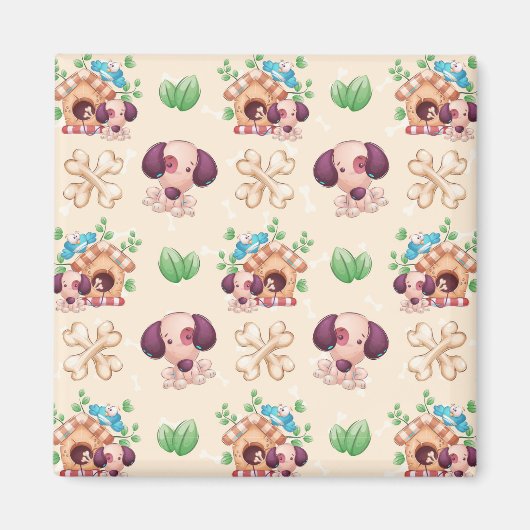 Schattig hondenpatroon magneet (Voorkant)