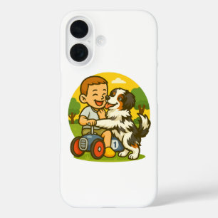 Schattig Hondje en Kind Speeltijd iPhone 16 Hoesje