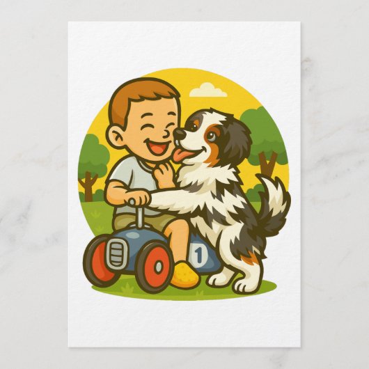 Schattig Hondje en Kind Speeltijd Kaart (Voorkant)