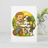 Schattig Hondje en Kind Speeltijd Kaart (Staand voorkant)