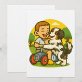 Schattig Hondje en Kind Speeltijd Kaart (Voorkant / Achterkant)