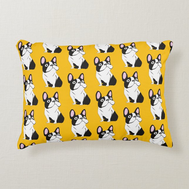 Schattig hondje, geel accent kussen (Voorkant)
