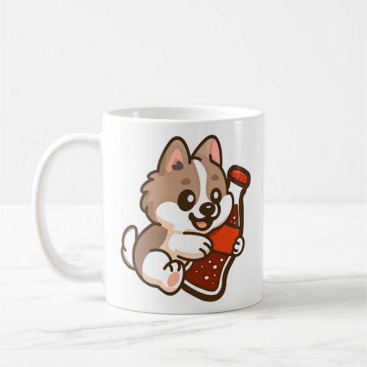 Schattig Hondje Knuffelt Cola Fles Koffiemok (Links)