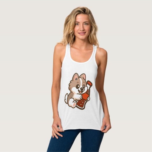 Schattig Hondje Knuffelt Cola Fles Tanktop (Volledige Voorkant)