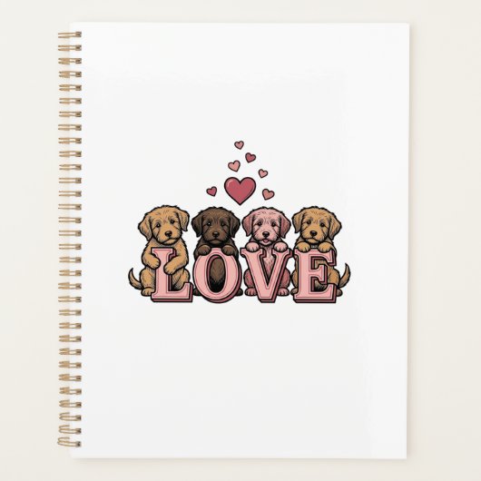 Schattig Hondje Liefde Valentijn Vintage Gravure O Planner (Voorkant)