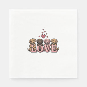 Schattig Hondje Liefde Valentijn Vintage Gravure O Servet