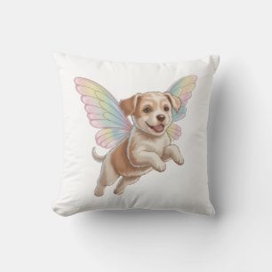 Schattig Hondje met Lichtgevende Feeënvleugels — M Kussen