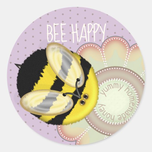 Schattig Honey Bee Zelfgemaakte Jam Jar Label (Voorkant)