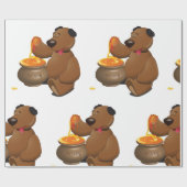 Schattig Honey Loving Beer met Honey Pot Cadeaupapier (Vlak)