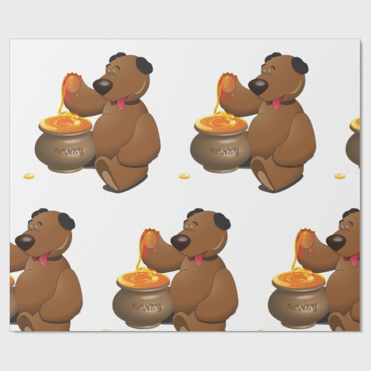 Schattig Honey Loving Beer met Honey Pot Cadeaupapier (Vlak)