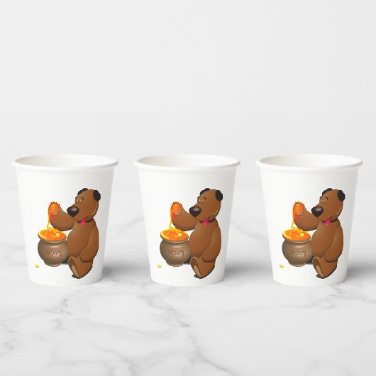 Schattig Honey Loving Beer met Honey Pot Papieren Bekers
