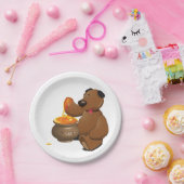 Schattig Honey Loving Beer met Honey Pot Papieren Bordje (Feest)
