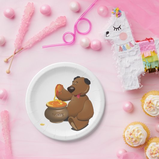 Schattig Honey Loving Beer met Honey Pot Papieren Bordje (Feest)