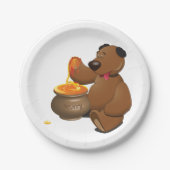 Schattig Honey Loving Beer met Honey Pot Papieren Bordje (Voorkant)