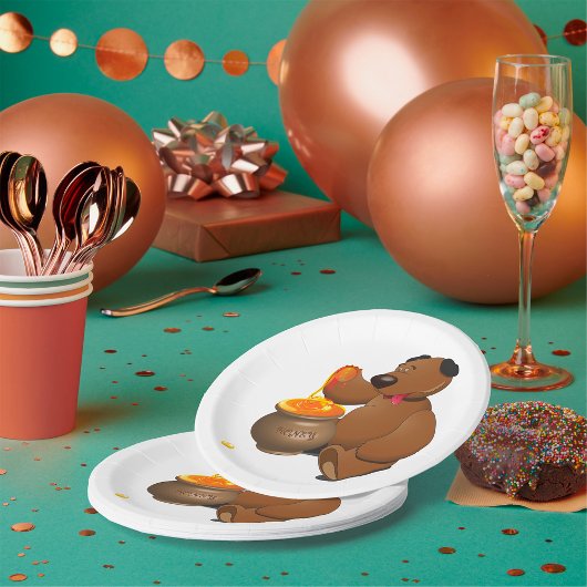 Schattig Honey Loving Beer met Honey Pot Papieren Bordje