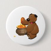 Schattig Honey Loving Beer met Honey Pot Ronde Button 7,6 Cm (Voorkant)