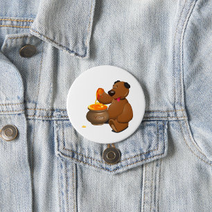Schattig Honey Loving Beer met Honey Pot Ronde Button 7,6 Cm