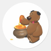 Schattig Honey Loving Beer met Honey Pot Ronde Sticker (Voorkant)