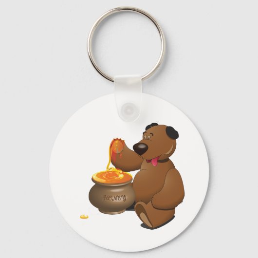 Schattig Honey Loving Beer met Honey Pot Sleutelhanger (Voorkant)