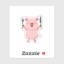Schattig Hongerig Biggetje Uitknip Sticker
