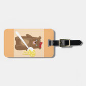 Schattig Honing Beer met lepel en rode strik Bagagelabel (Voorkant horizontaal)