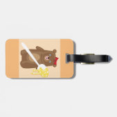 Schattig Honing Beer met lepel en rode strik Bagagelabel (Achterkant horizontaal)