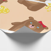 Schattig Honing Beer met lepel en rode strik Cadeaupapier