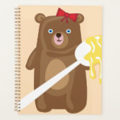 Schattig Honing Beer met lepel en rode strik Planner (Voorkant)