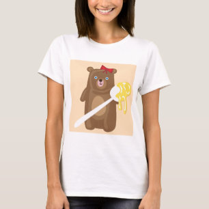 Schattig Honing Beer met lepel en rode strik T-shirt