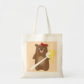 Schattig Honing Beer met lepel en rode strik Tote Bag (Voorkant)