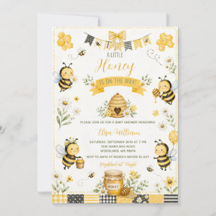 Schattig Honing Bij Meisje Baby Shower Madeliefjes Kaart