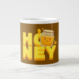 Schattig honing tekst ontwerp grote koffiekop