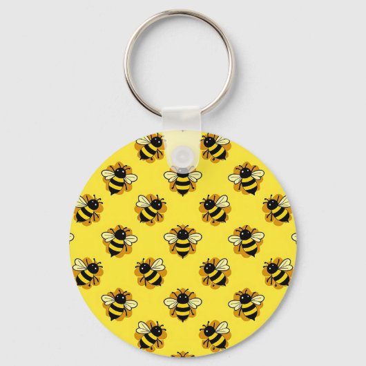 Schattig Honingbij Zomer Patroon Sleutelhanger (Voorkant)