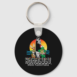 Schattig Honolulu Oahu Hawaii Eiland Surfen Kerstm Sleutelhanger