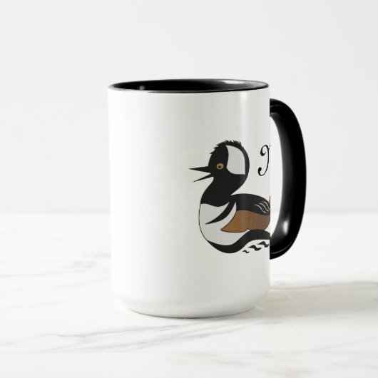 Schattig Hooded Merganser Duck Cartoon Mok (Voorkant rechts)