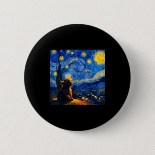 Schattig hoogland babykoe grafisch Van Gogh stijl Ronde Button 5,7 Cm