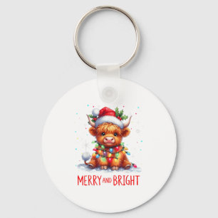 Schattig hoogland babykoe kerstlichtjes vrolijk &a sleutelhanger