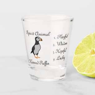 Schattig Horned Puffin Standing Cartoon Shot Glass Shot Glas