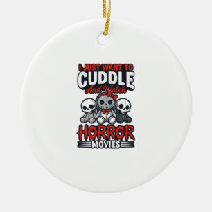 Schattig horrorfilm knuffel vintage grafisch shirt keramisch ornament