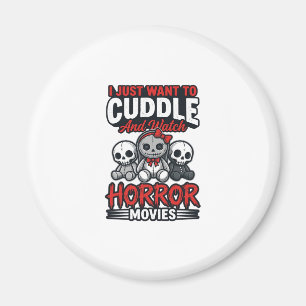 Schattig horrorfilm knuffel vintage grafisch shirt magneet
