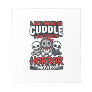 Schattig horrorfilm knuffel vintage grafisch shirt notitieblok