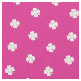 Schattig Hot Pink Lucky Clover Wit Stippen Patroon Stof