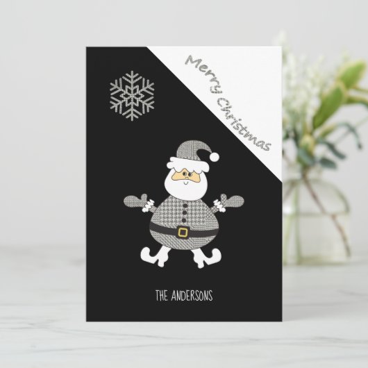Schattig Houndstooth Kerstman Sneeuwvlok (Staand voorkant)